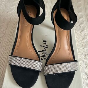 Style & Co. Black and Silver Heeled Sandals